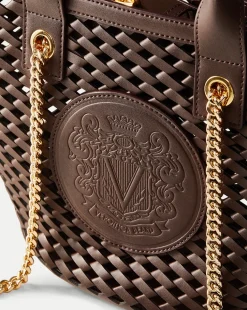 Small Crest Market Tote in Dark Brown