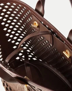 Small Crest Market Tote in Dark Brown