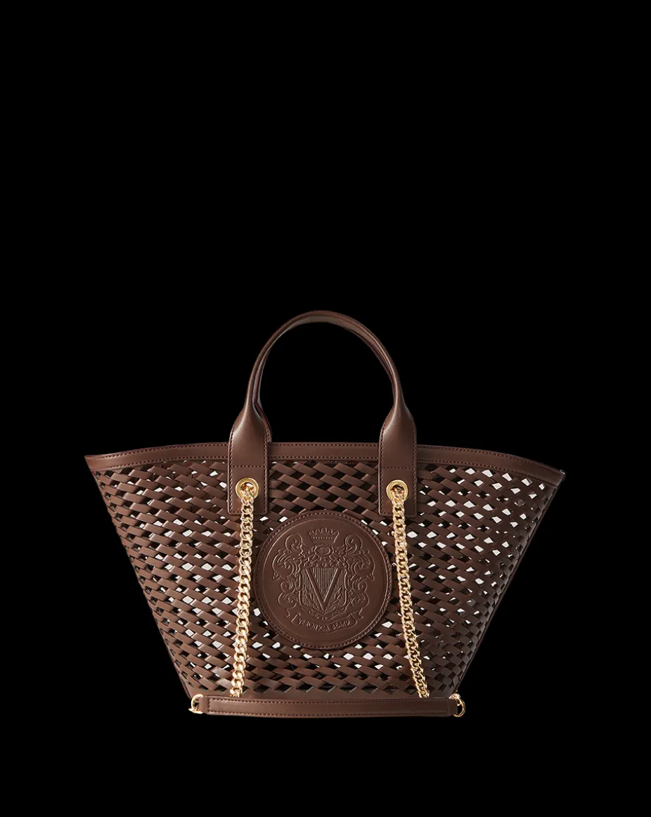 Small Crest Market Tote in Dark Brown