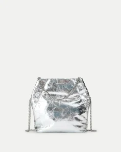 Small Metallic Slouch Shoulder Bag in Silver
