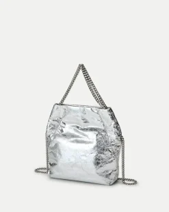 Small Metallic Slouch Shoulder Bag in Silver