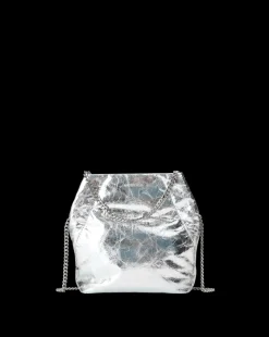 Small Metallic Slouch Shoulder Bag in Silver