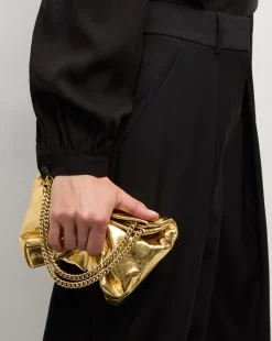 Small Metallic Slouch Shoulder Bag in Antique Gold