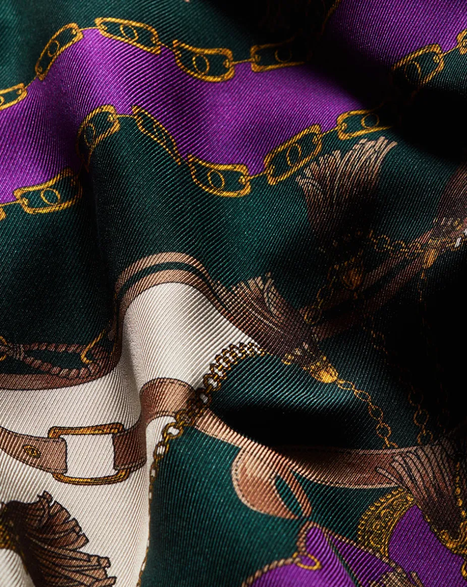 Sola Silk Tank Top in Green & Purple