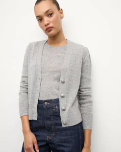 Solene Cashmere Cardigan in Heather Grey