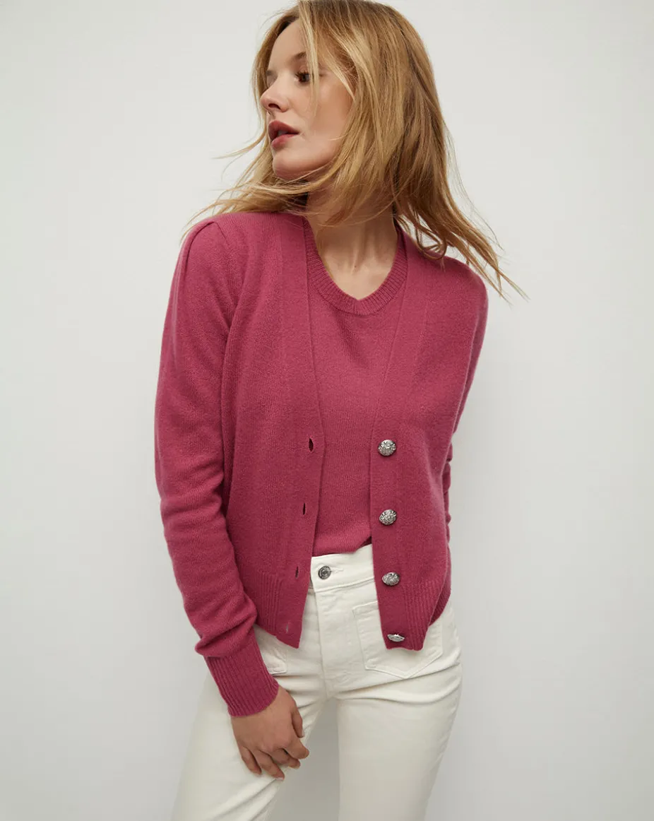 Solene Raspberry Cashmere Cardigan