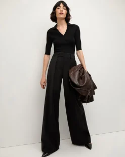 Sonia Wide Leg Tailored Pant in Black