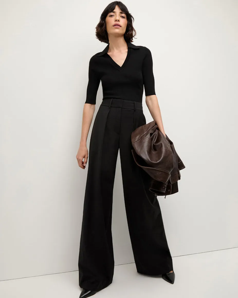 Sonia Wide Leg Tailored Pant in Black