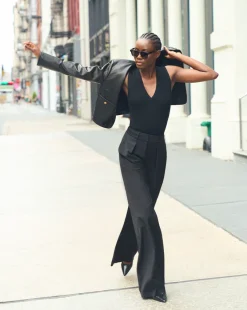 Sonia Wide Leg Tailored Pant in Black