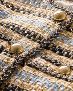 Sumira Metallic Tweed Jacket in Blue/Ivory