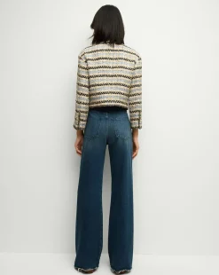 Sumira Metallic Tweed Jacket in Blue/Ivory