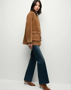 Suz Suede Dickey Chore Coat in Tan
