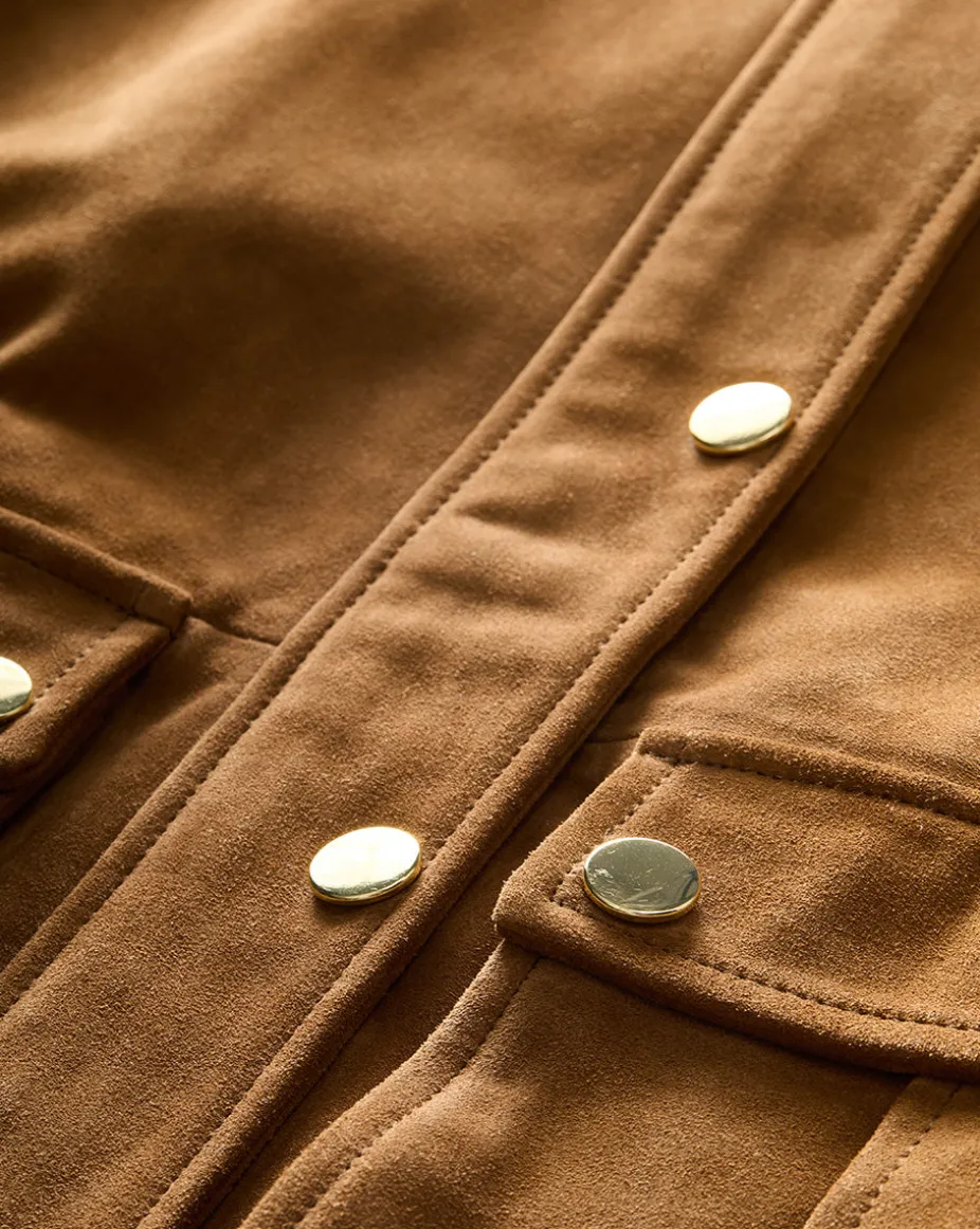 Suz Suede Dickey Chore Coat in Tan