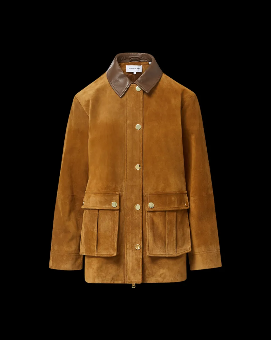 Suz Suede Dickey Chore Coat in Tan