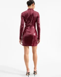 Sylee Sequin Dress in Wine
