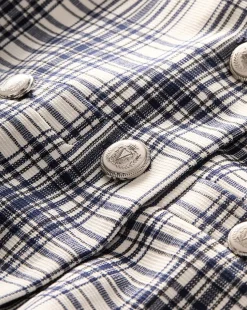 Tamara Plaid Vest in Ivory & Navy