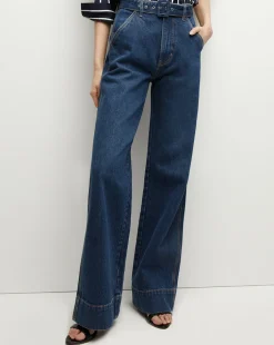 Taylor Belted Wide-Leg Jean in Dusted Oxford