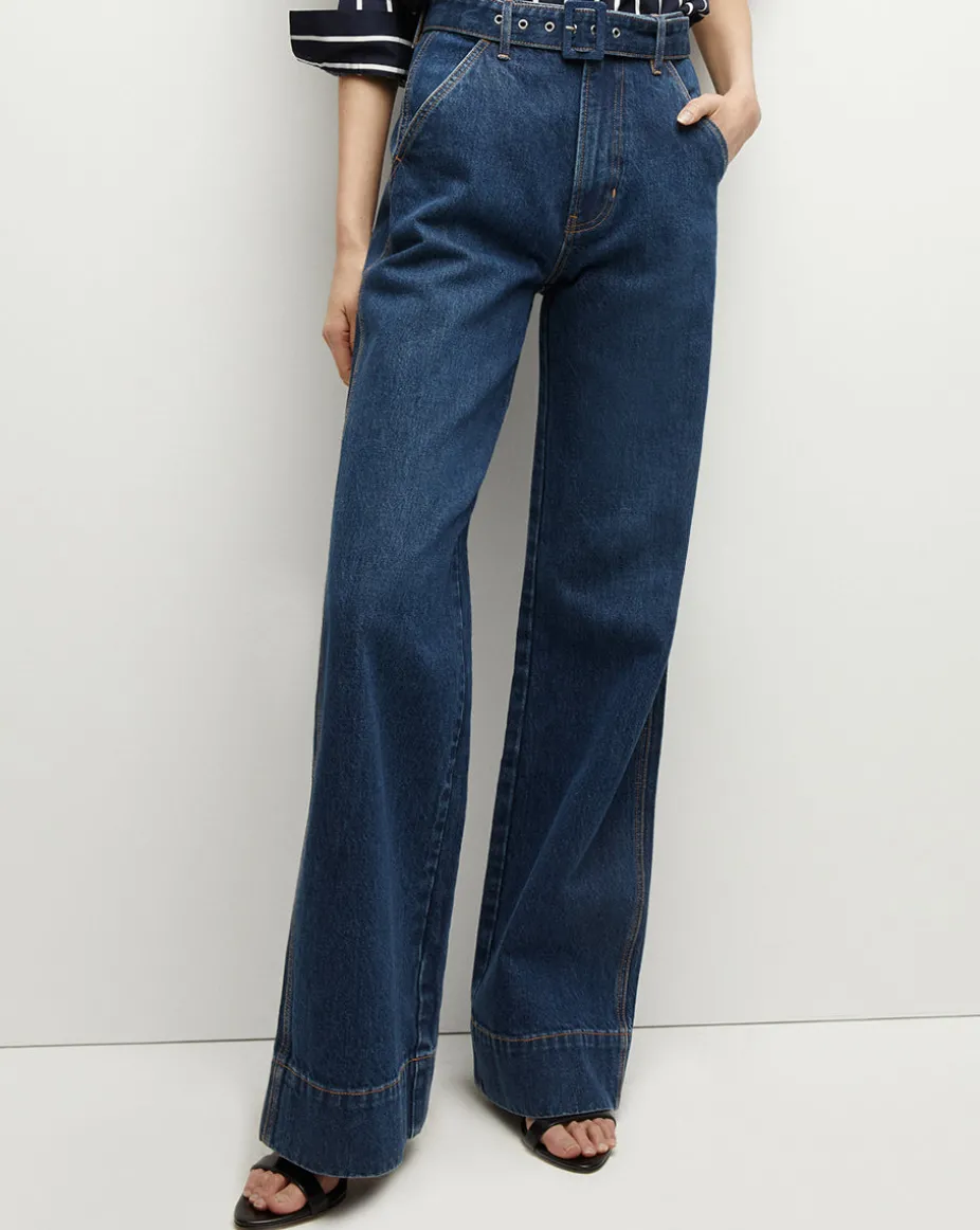 Taylor Belted Wide-Leg Jean in Dusted Oxford