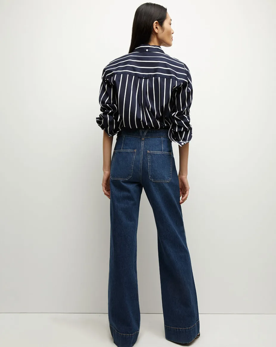 Taylor Belted Wide-Leg Jean in Dusted Oxford