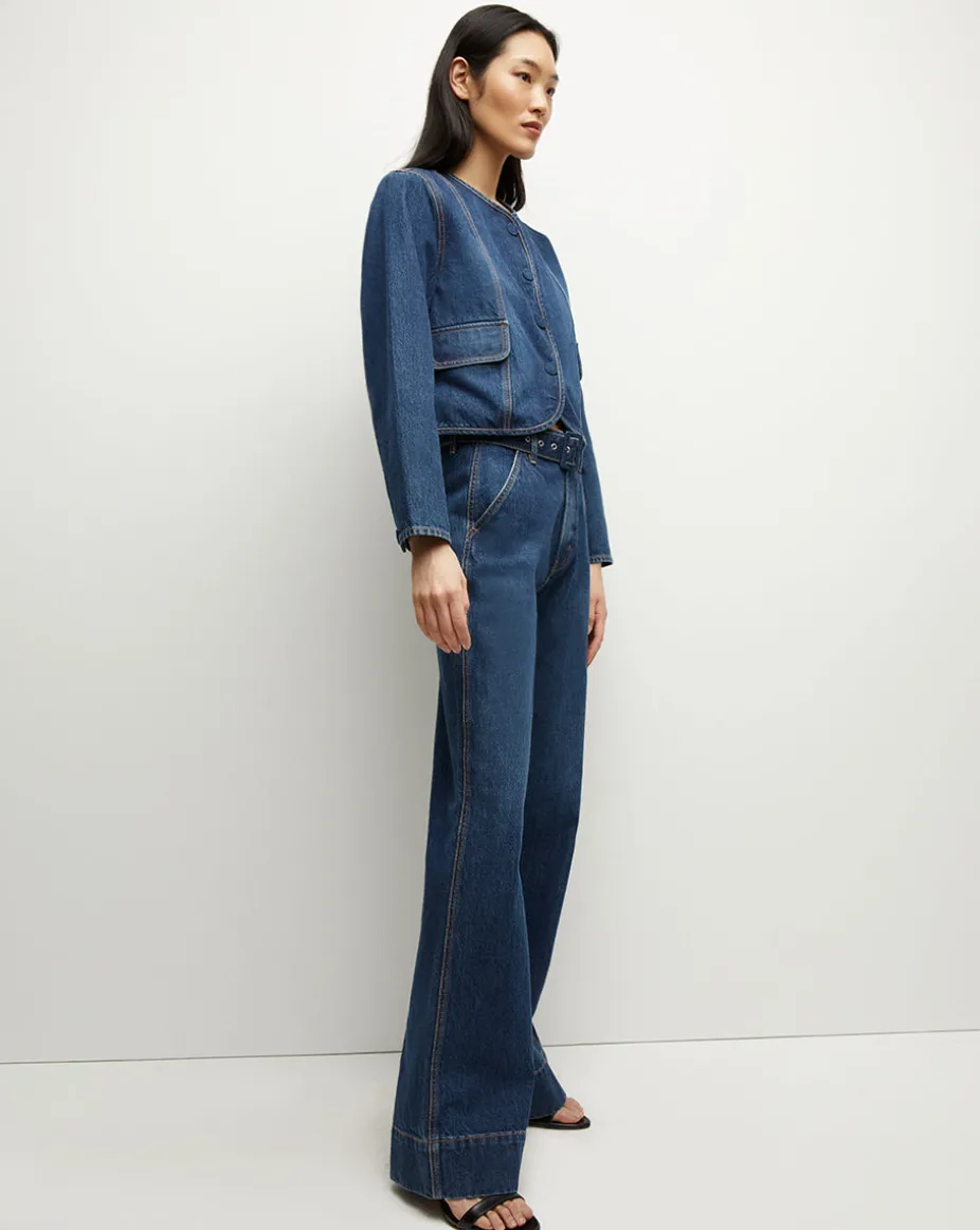 Taylor Belted Wide-Leg Jean in Dusted Oxford