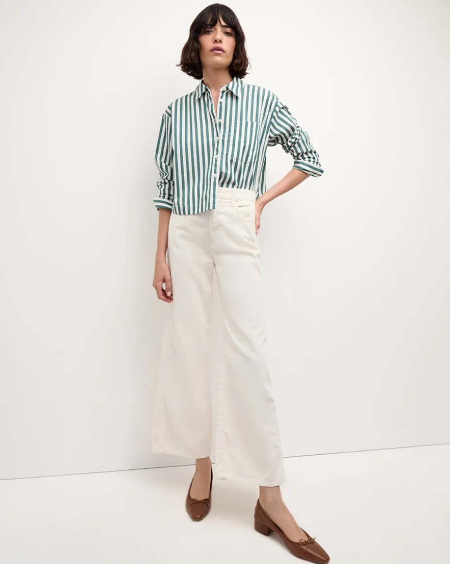 Taylor Cropped Corduroy Wide-Leg Pant in White