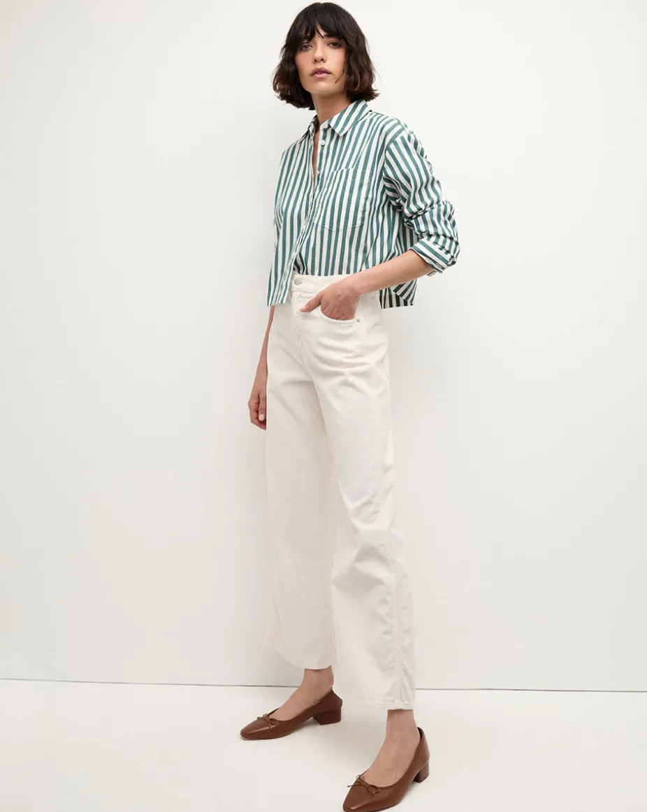 Taylor Cropped Corduroy Wide-Leg Pant in White