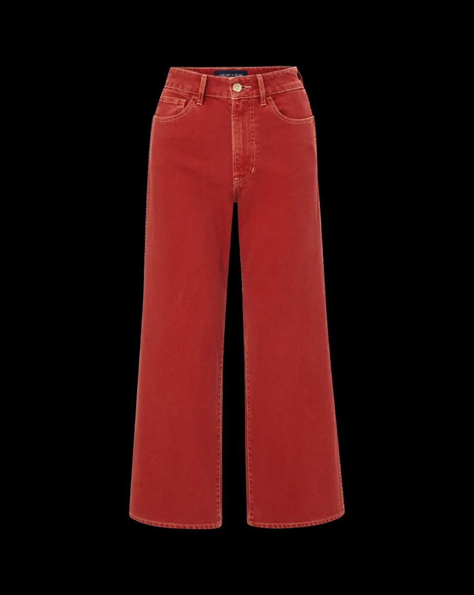 Taylor Cropped Wide-Leg Jean in Brick Red