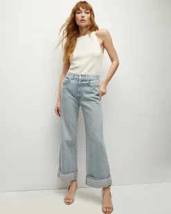 Taylor Cuffed Cropped Wide-Leg Jean in Airway Cloud