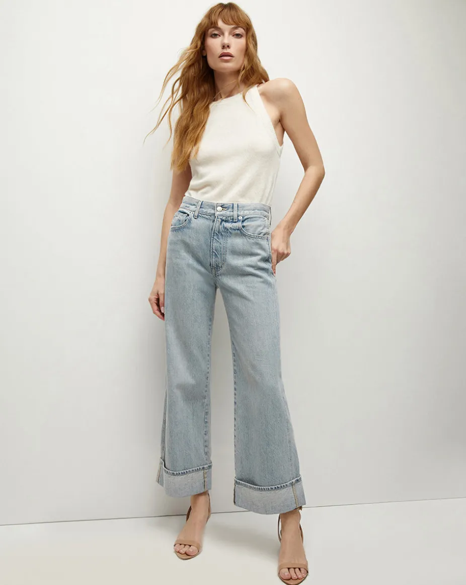 Taylor Cuffed Cropped Wide-Leg Jean in Airway Cloud