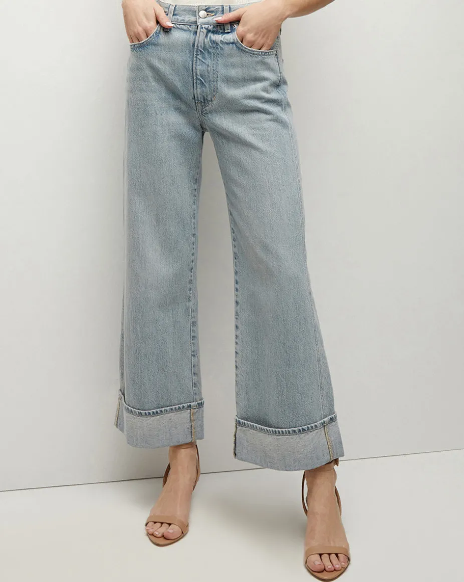 Taylor Cuffed Cropped Wide-Leg Jean in Airway Cloud