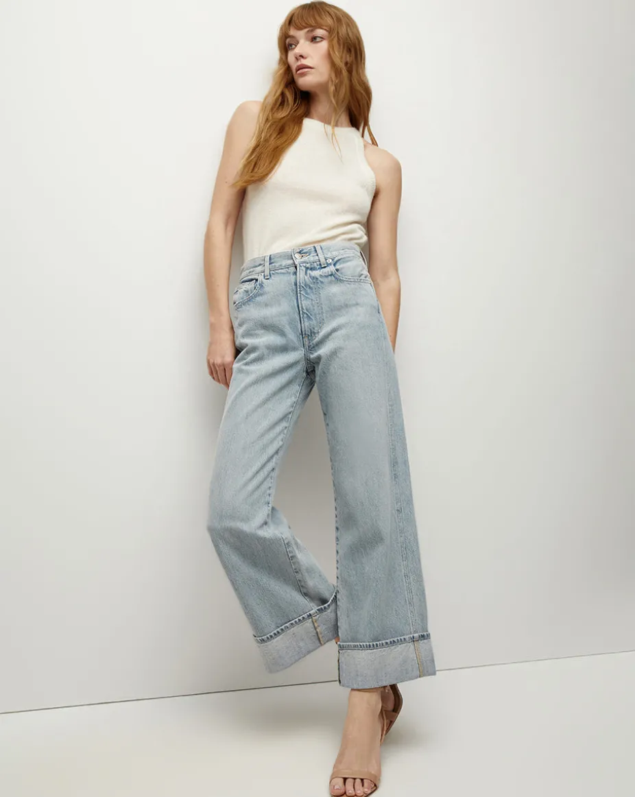 Taylor Cuffed Cropped Wide-Leg Jean in Airway Cloud