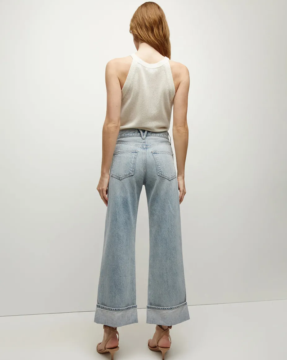 Taylor Cuffed Cropped Wide-Leg Jean in Airway Cloud