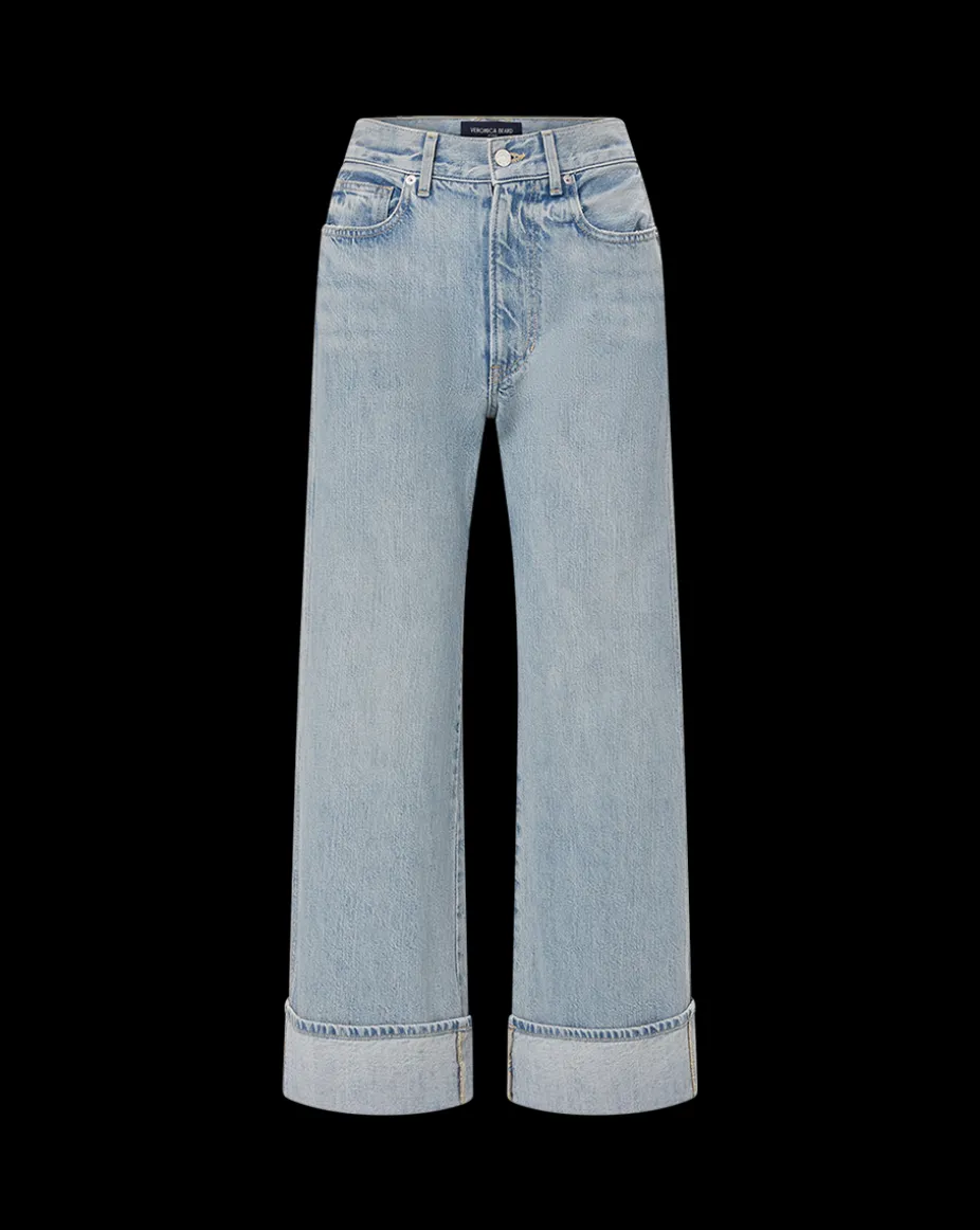 Taylor Cuffed Cropped Wide-Leg Jean in Airway Cloud