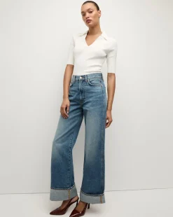 Taylor Cuffed Wide-Leg Jean | Medium Wash Blue Jeans