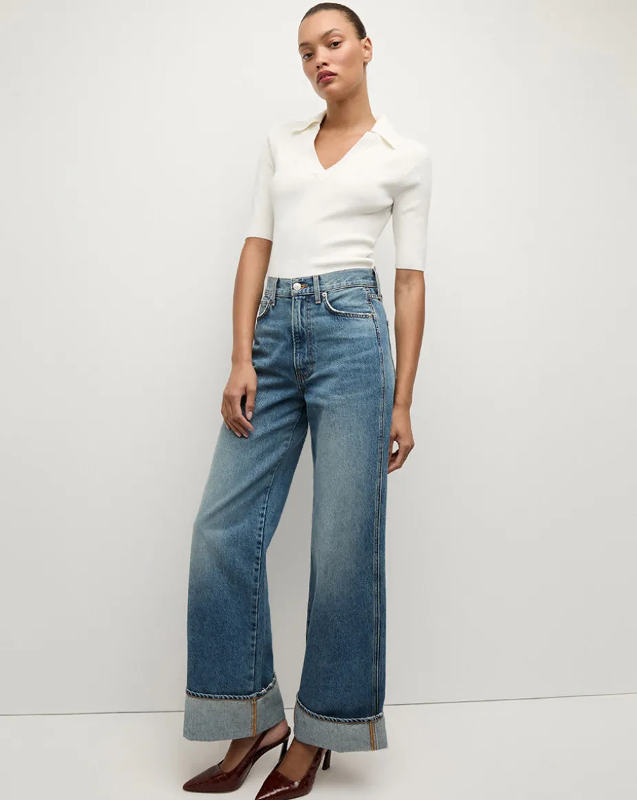 Taylor Cuffed Wide-Leg Jean | Medium Wash Blue Jeans