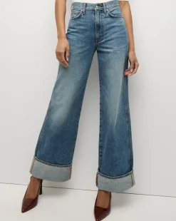 Taylor Cuffed Wide-Leg Jean | Medium Wash Blue Jeans