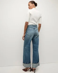 Taylor Cuffed Wide-Leg Jean | Medium Wash Blue Jeans