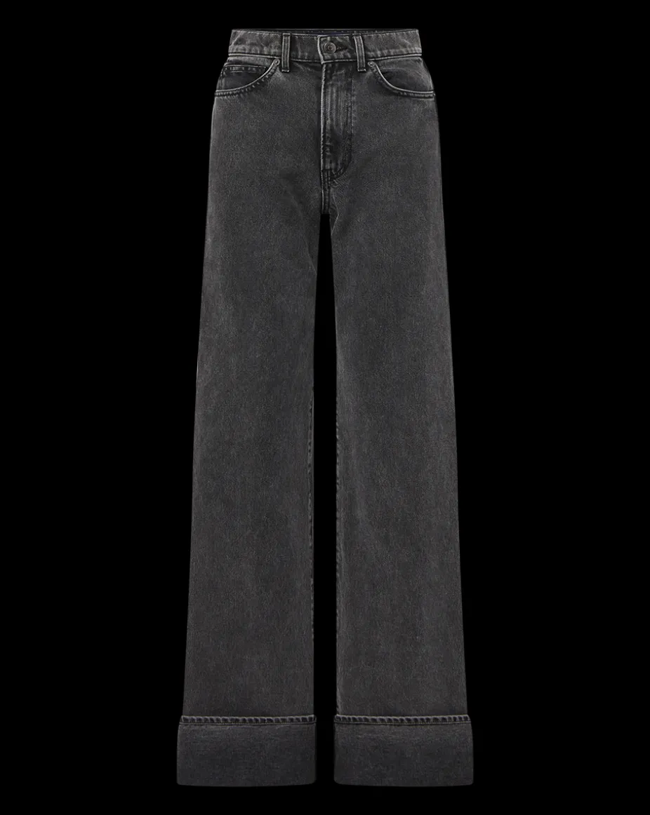 Taylor Cuffed Wide-Leg Jeans in Washed Black