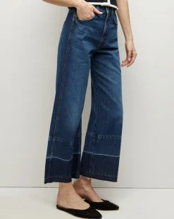 Taylor Released Hem Cropped Wide-Leg Jean in Bright Blue