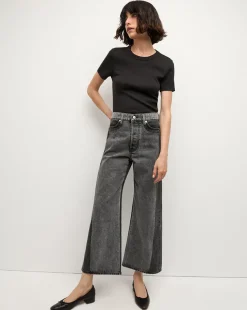Taylor Two-Tone Cropped Wide-Leg Jean in Volcanic Stone Colorblock