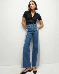 Taylor Two-Tone Wide-Leg Jean in Neptune