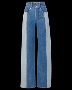 Taylor Two-Tone Wide-Leg Jean in Neptune