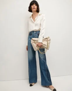 Taylor Two-Tone Wide-Leg Jean in Light & Medium Blue