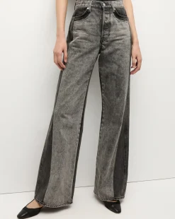 Taylor Two-Tone Wide-Leg Jean in Volcanic Stone Colorblock