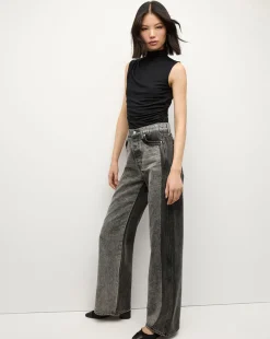 Taylor Two-Tone Wide-Leg Jean in Volcanic Stone Colorblock