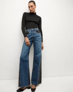 Taylor Two-Tone Wide-Leg Jean in Blue Moon Colorblock