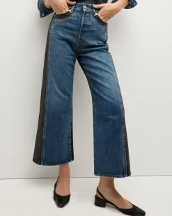 Taylor Two-Tone Wide-Leg Jean in Blue Moon Colorblock