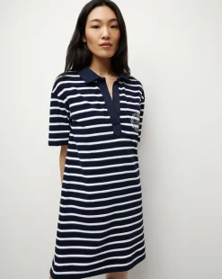 Terrence Terrycloth Dress in Marine/Off-White/Blue Surf