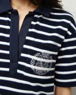 Terrence Terrycloth Dress in Marine/Off-White/Blue Surf