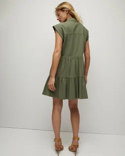 Trisha Cotton Shirtdress in Stone Army
